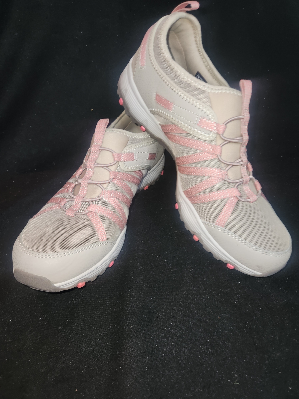 Skechers Women's Beige and Pink Slip-On Athletic Sneakers #453